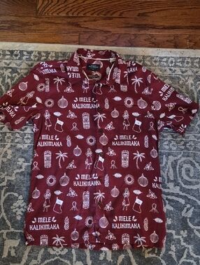Quiksilver Waterman Collection Burgundy Holiday Print Button-Down Shirt